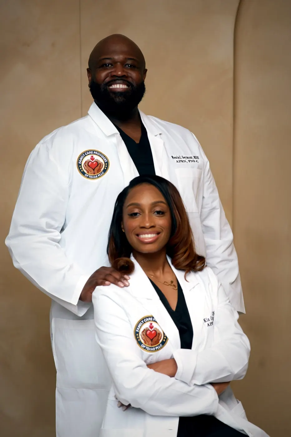 Two doctors in white coats